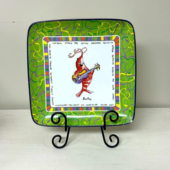 The Mardi Gras Collection Other - Boo Ray Shrimp Becky Denny 10.5 Cajun Character Square Plate With Stand
